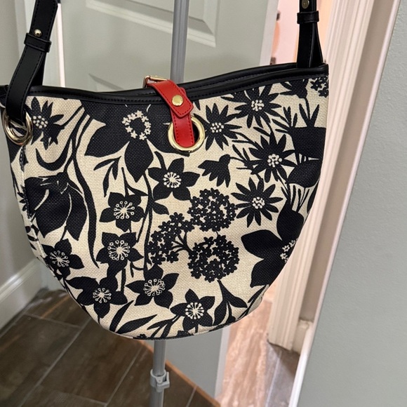 Spartina 449 Black and Cream Floral Shoulder Bag - Picture 6 of 12
